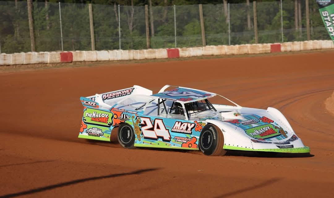 Teal and green #24 dirt late model wrap by Herbert Graphics